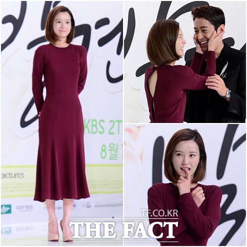 정유미는 버건디 롱 드레스로 작은 키에도 늘씬해 보이는 효과를 봤다. / 김슬기 기자
