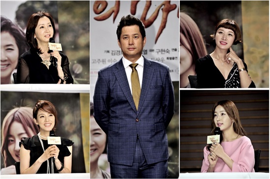 배우 이종원(가운데)이 여배우들이 대거 출동한 MBC 새 주말드라마 전설의 마녀 제작 발표회에서 유머러스한 입담으로 분위기를 화기애애하게 했다. / MBC 제공