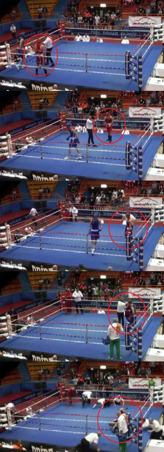 22일 크로아티아에서 열린 유럽 청소년복싱선수권대회에서 라이트 헤비급 선수가 심판 판정에 불복하고 폭행하는 사건이 발생했다. / 유튜브 캡처