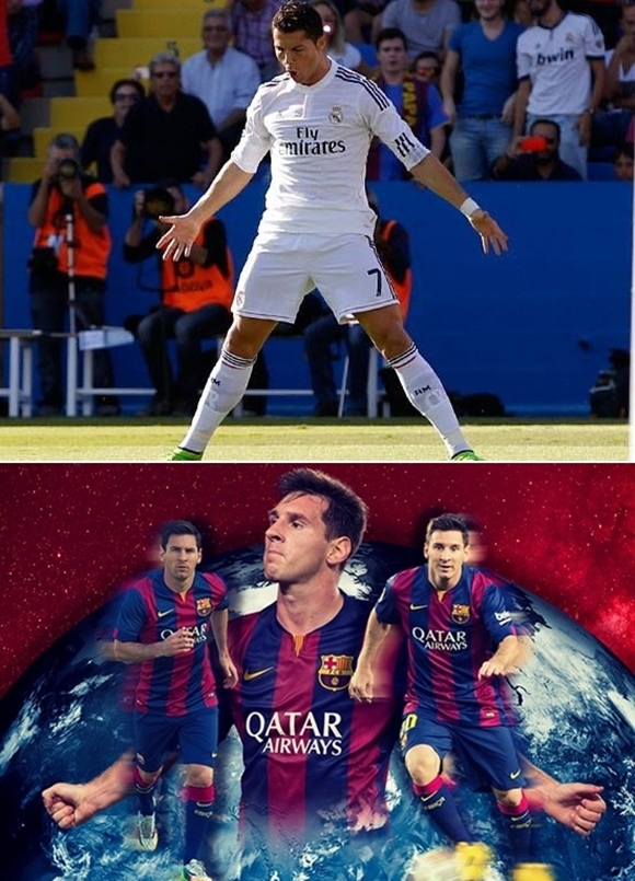 국제축구연맹이 28일 크리스티아누 호날두(위)와 리오넬 메시가 포함된 2014 발롱도르 수상 1차 후보 23명을 발표했다. / 레알 마드리드·FC 바르셀로나 페이스북