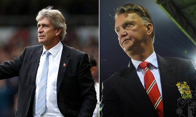 맨체스터 시티와 맨체스터 유나이티드가 다음 달 2일 잉글리시 프리미어리그 10라운드에서 대결한다. 마누엘 페예그리니 맨시티 감독과 맨유 루이스 판 할 감독. /맨시티·맨유 페이스북