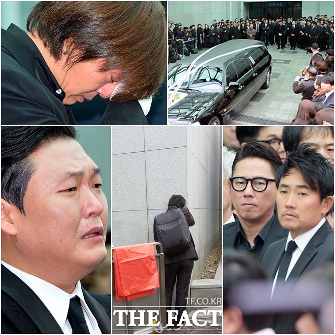 고 신해철의 마지막 가는 길에 많은 이들이 눈물로 슬퍼했다. /이효균 박소영 김슬기 기자