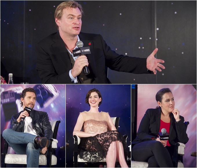 인터스텔라 주역들의 입담과 재치, 진실성 있는 태도는 영화만큼 재미를 더했다. (위에서 시계 방향으로 크리스토퍼 놀란 엠마 토머스 앤 해서웨이 매튜 맥커너히) / 워너브러더스 제공