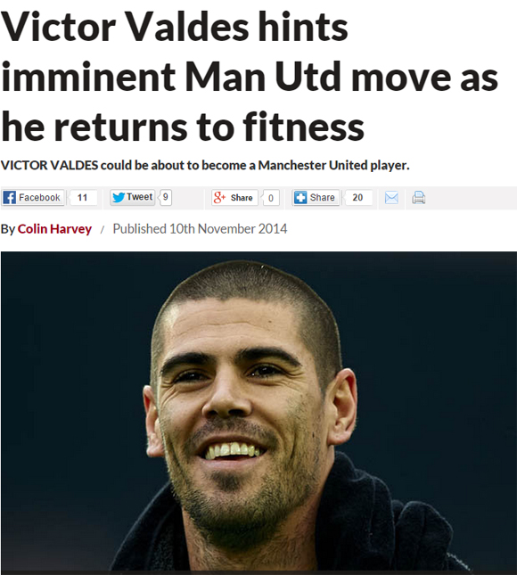 십자인대 부상으로 맨체스터 유나이티드의 트레이닝 센터에서 재활하고 있는 바르셀로나 출신 골키퍼 빅토르 발데스가 맨유 이적을 암시했다. / 데일리스타 캡처