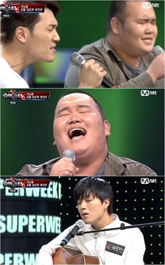 김필 곽진언 임도혁은 슈퍼위크 콜라보레이션 미션에서 벗님들을 결성, 당신만이를 불러 심사위원들로 부터 찬사를 이끌어 낸 바 있다. / Mnet 방송 화면 캡처