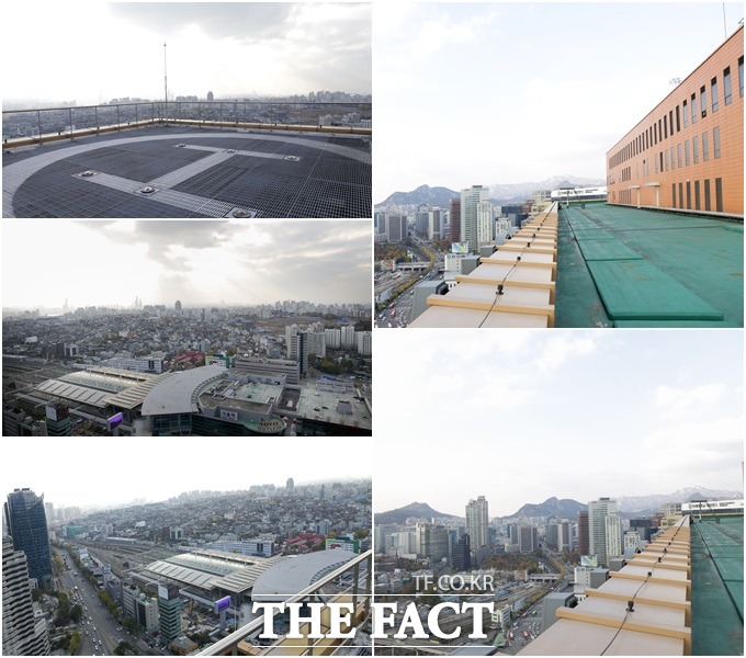 극중 캐릭터들의 쉼터이자 사랑방으로 쓰이고 있는 서울스퀘어 옥상에서는 서울이 한 눈에 내려다 보였다. / CJ E&M 제공