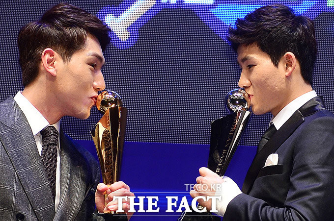 서건창 박민우가 2014프로야구 MVP와 최우수 신인 선수를 수상했다. /배정한 기자