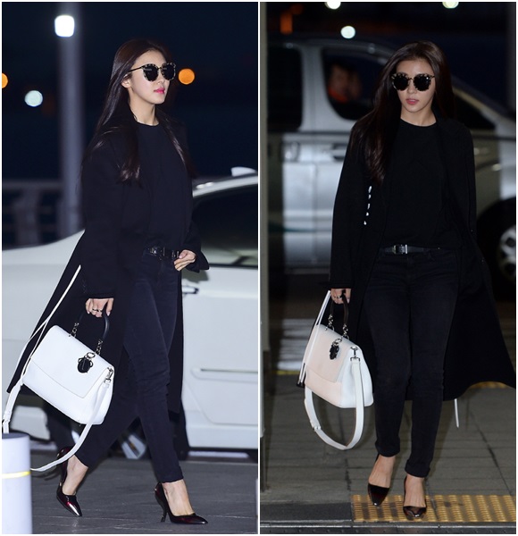 세련된 블랙 앤 화이트 패션을 보여준 하지원./크리스챤 디올 제공