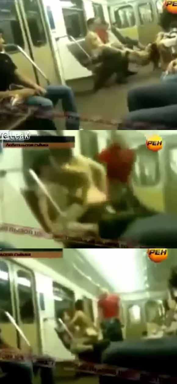 러시아 커플이 지하철 안에서 탈의 상태로 지나친 스킨십을 하는 모습이 카메라에 담겼다. 이들을 보다 못한 옆 승객이 폭력을 휘두르면서 누리꾼들의 관심이 더욱 집중되고 있다. /유튜브 영상 캡처