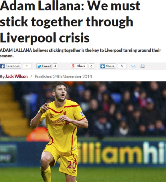 리버풀 미드필더 랠라나가 동료들의 분발을 요구했다고 25일 데일리 스타가 보도했다. / 데일리 스타 캡처