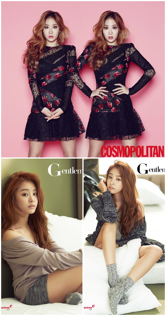 소유(위)와 송지은이 예쁘고 귀여운 얼굴에 섹시한 몸매로 반전 매력을 뽐냈다. /코스모폴리탄, 젠틀맨 제공