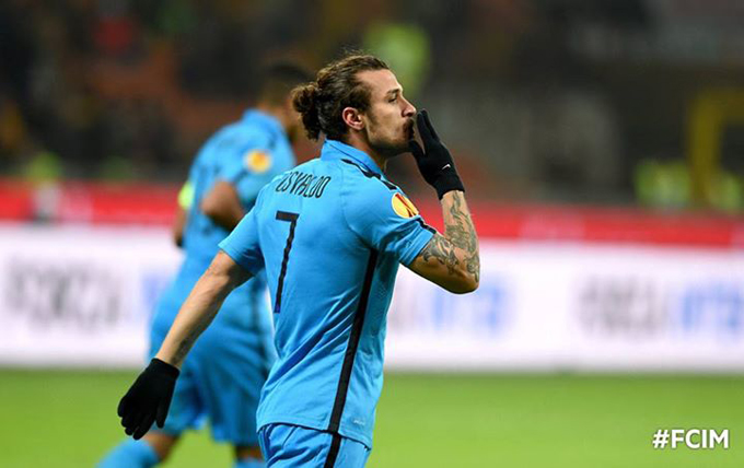 인테르 밀란 파블로 오스발도가 28일 열린 드니프로전에서 후반 5분 결승골을 터뜨린 뒤 기뻐하고 있다. / 인테르 밀란 페이스북