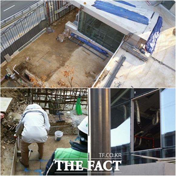 김영삼 대통령 기념 도서관은 건물 골조 공사 등 외관 공사를 마쳤고, 내부 인테리어와 조경, 전시 등만 남았다. 25일 인부 두 명이 기념 도서관 마무리 공사를 하고 있다./상도동=오경희 기자