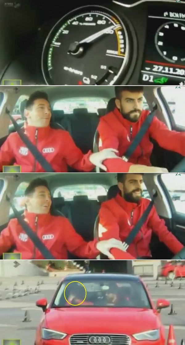 메시가 피케의 과격한 운전에 무서워하고 있다. / 유튜브 영상 캡처
