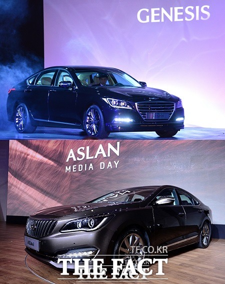 현대차 측은 적극적인 판촉 및 마케팅 활동과 프리미엄 후륜 세단 신형 제네시스 (위쪽)등 주력 차종들의 판매호조 신차 아슬란의 본격 판매 등의 요인으로 11월 한 달 동안 전월 대비 판매량이 소폭 늘었다고 설명했다.