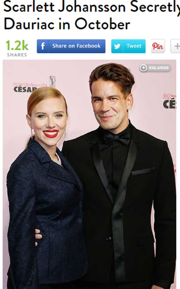 스칼렛 요한슨과 비밀리에 결혼한 로메인 도리악에 사람들의 이목이 쏠리고 있다./피플 제공