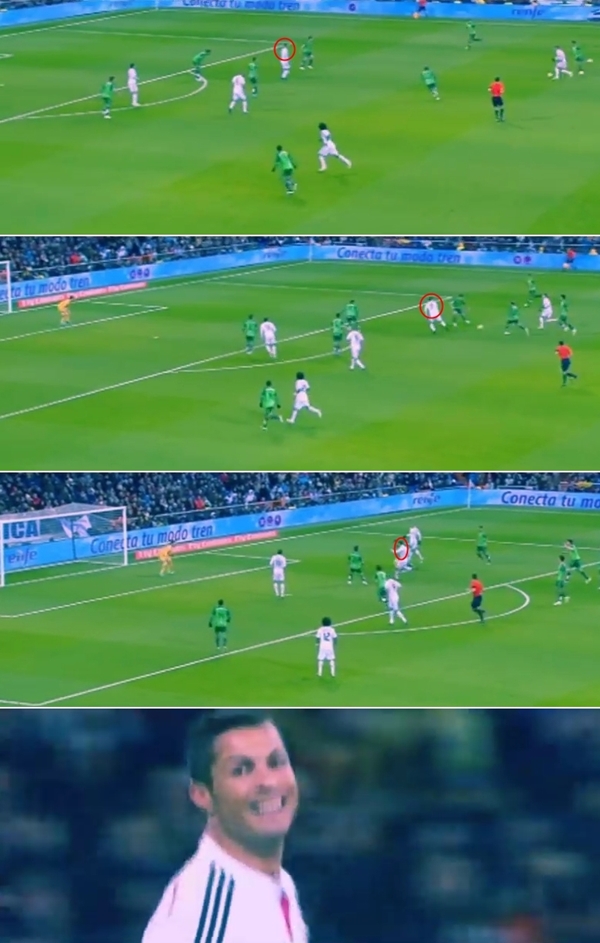 크리스티아누 호날두가 7일 셀타 비고와 홈 경기에 선발 출장해 1-0으로 앞선 후반 20분 발리 슈팅으로 골을 넣은 뒤 기뻐하고 있다. / 유튜브 영상 캡처