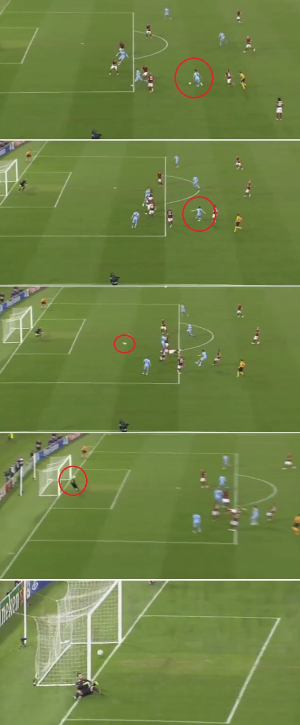 나스리가 11일 올림피코 스타디움에서 열린 2014~2015시즌 UEFA 챔피언스리그 조별리그 E조 6차전 AS 로마와 경기에서 0-0으로 맞선 후반 15분 오른발 중거리 슈팅으로 선제골을 넣고 있다. / 유튜브 영상