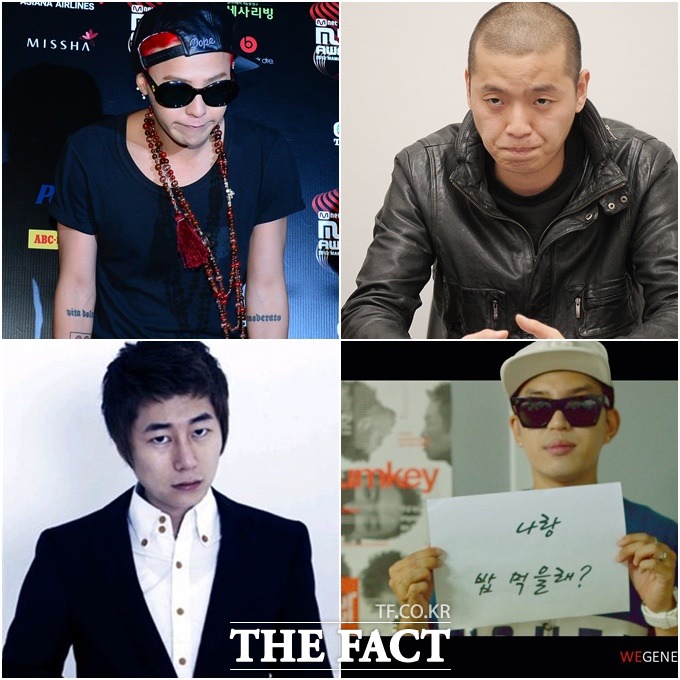 지드래곤 이센스 범키 매슬로(왼쪽 위부터 시계방향) 등 힙합 가수들이 대마초 및 마약 혐의로 팬들을 실망하게 했다. /이새롬 배정한 기자, 김정민 트위터 범키 트위터
