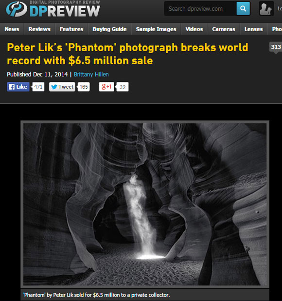 세계서 가장 비싼 사진 팬텀이 미국 라스베이거스에서 열린 경매에서 650만 달러(약 71억3310만 원)에 낙찰됐다. / dpreview 홈페이지 캡처