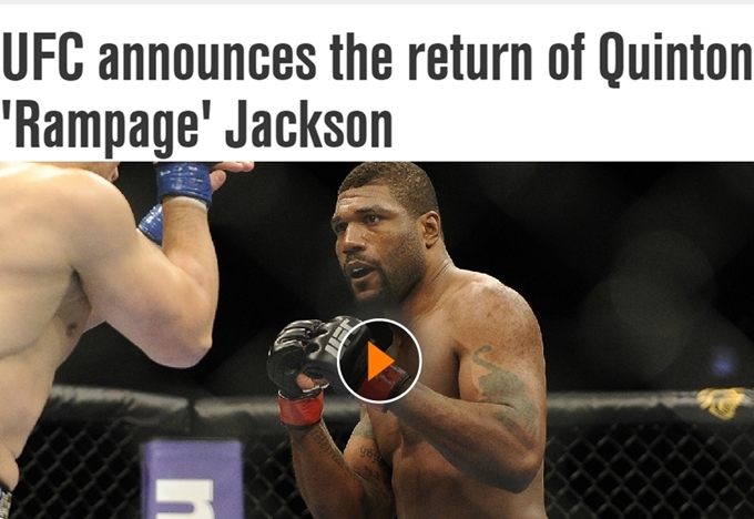 UFC는 21일 퀸튼 잭슨과 다시 한번 재계약을 체결했다고 발표했다. / 폭스스포츠 홈페이지 캡처