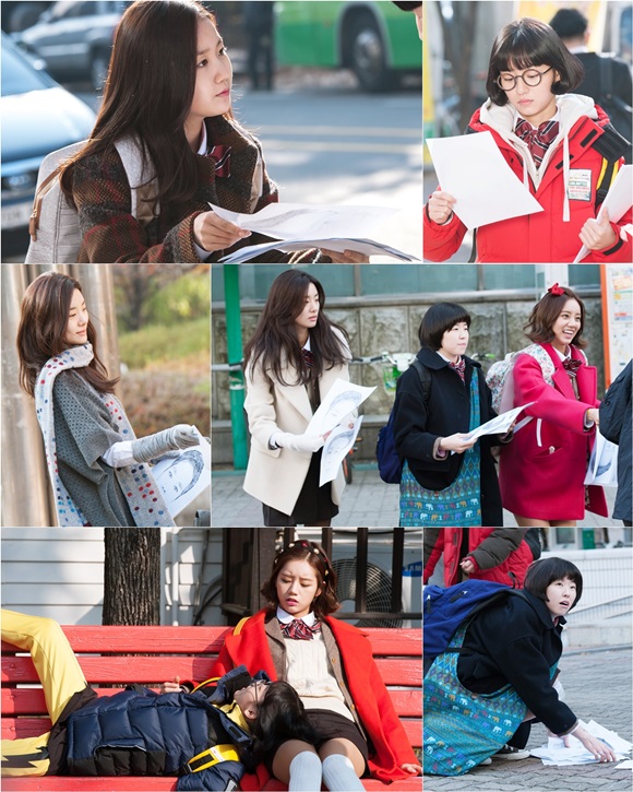 JTBC 선암여고 탐정단의 배우들이 서울 한복판에서 촬영하고 있다. / 와이트리미디어 제공