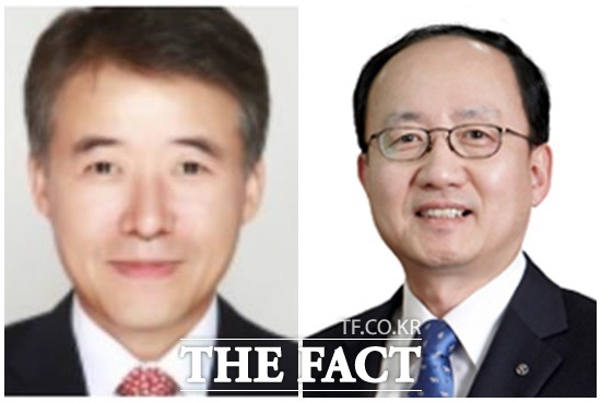 윤웅원 KB금융 최고재무책임자(왼쪽)와 민정기 신한지주 부사장 역시 배당성향을 향상시킬 방침이라고 밝혔다./KB금융, 신한금융 제공