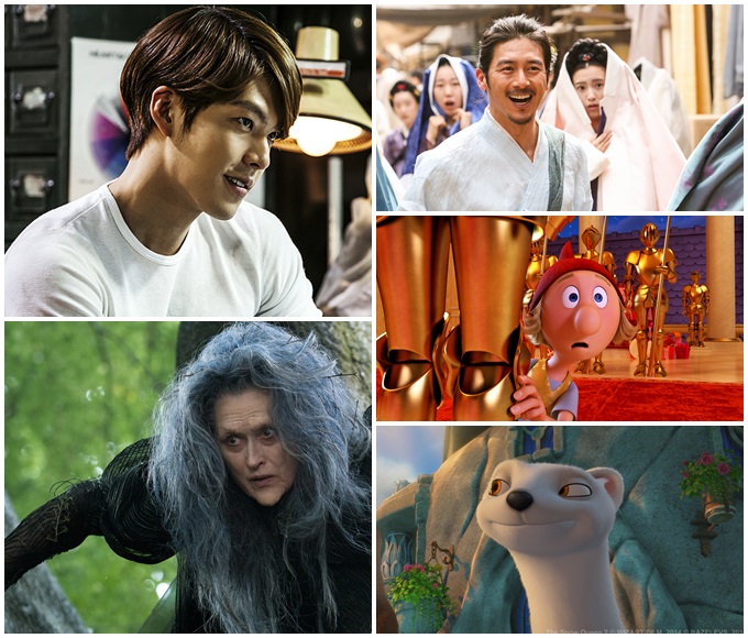 크리스마스이브에 개봉하는 영화 기술자들, 상의원, 일곱난쟁이 눈의 여왕2: 트롤의 마법거울, 숲속으로(왼쪽부터)/영화 스틸컷