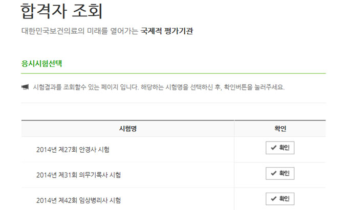 국시원이 국가시험 합격자를 발표했다. 합격자는 국시원 홈페이지 및 모바일 홈페이지, ARS를 통해 확인할 수 있다. /국시원 홈페이지 갈무리