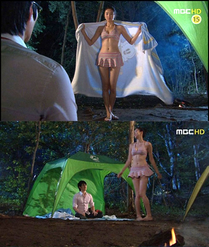 이다희는 2008년 방영된 MBC 시트콤 크크섬의 비밀에서 비키니 자태를 뽐낸 바 있다./ MBC 크크섬의 비밀 방송 화면 캡처