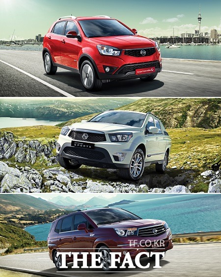 전체 판매 비중의 70%를 넘어서며 내수 판매 증가세를 주도한 코란도 시리즈 역시 올해 상품성을 대폭 강화한 2015년 형 모델이 출시, 국내 SUV 시장 선점을에 나선다. 코란도C, 코란도 스포츠, 코란도 투리스모(위쪽부터)