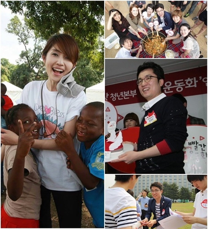 김경란(왼쪽)은 봉사의 뜻을 품고 아나운서를 그만뒀고, 김상민 의원은 국회 입성 전 청년들과 NGO활동을 했다./김경란·김상민 페이스북