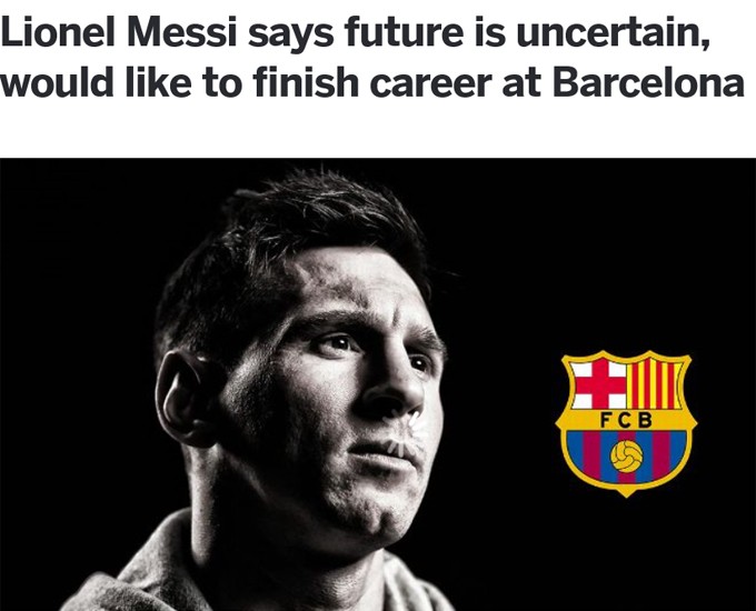 리오넬 메시가 13일 2014 국제축구연맹 발롱도르 시상식에 참석해 이적설을 일축했다. /ESPN 홈페이지 캡처