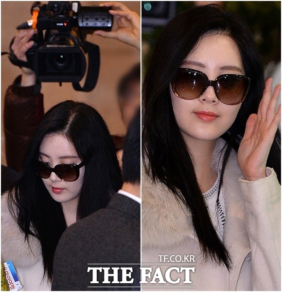 소녀시대 서현은 15일 오전 김포국제공항에서 베이징으로 출국하며 얼굴을 반쯤 가리는 선글라스를 착용했다./김슬기 기자