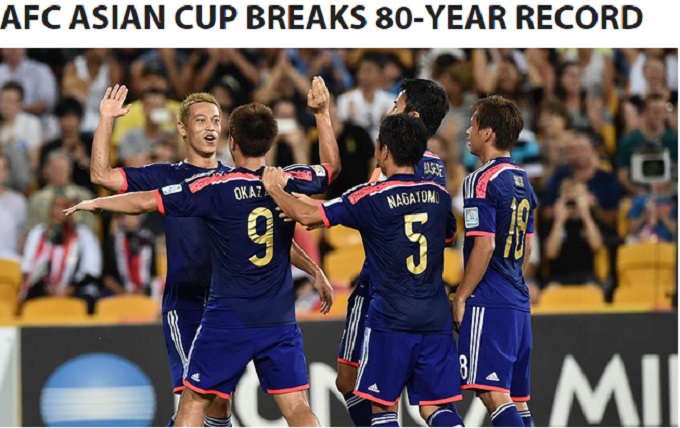 2015 호주 아시안컵이 22경기 연속 무승부 없는 결과를 낳으며 1930 우루과이 월드컵의 18경기 연속 기록을 경신했다. / AFC 아시안컵 홈페이지 캡처