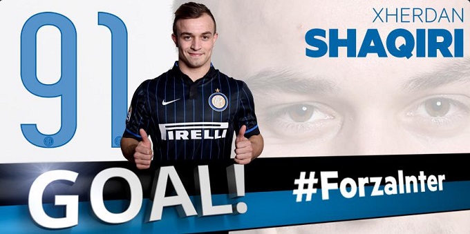 인테르 밀란이 22일 코파 이탈리아 16강에서 샤키리의 결승골에 힘입어 삼프도리아를 2-0으로 꺾었다. / 인테르 트위터 캡처
