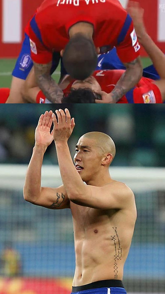 폭풍 드리블 차두리의 문신에 관심이 쏠리고 있다. / KBS방송화면 캡처