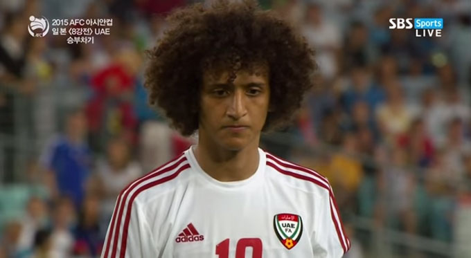 오마르 압둘라흐만, 환상 파넨카킥. 오마르 압둘라흐만이 호주의 경계대상 1호로 떠올랐다. 오마르 압둘라흐만은 지난 23일 일본과 8강전 승부차기에서 멋진 파넨카킥으로 상대의 골망을 흔들었다. /SBS 중계화면 캡처