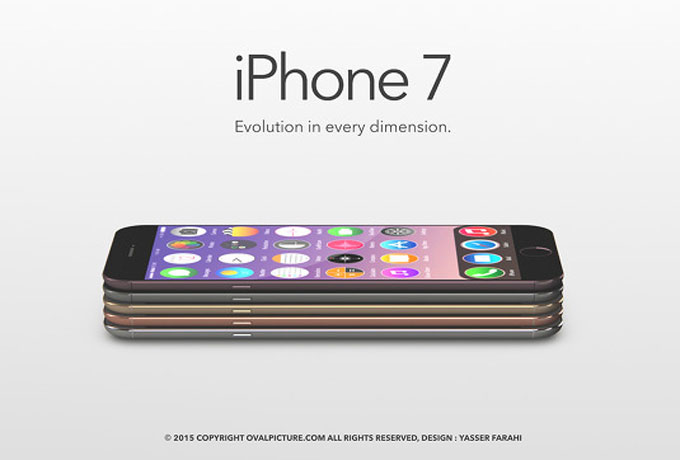 아이폰7 다섯 가지 색상. 아이폰7 디자인 콘셉트가 공개됐다. 아이폰7은 다섯가지 색상으로 그려져 있다. /야세르 파라히