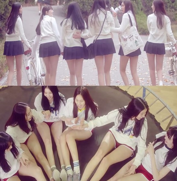 얼굴은 작아도 다리는 길어요 여자친구가 남다른 몸매 비율을 자랑하며 눈길을 끈다. / 여자친구 유리구슬 뮤직비디오 캡처