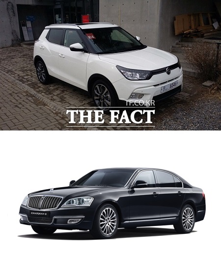 체어맨 두자릿수 판매량 고전 티볼리(위쪽)는 지난달 전 세그먼트에서 가장 많은 2312대가 판매됐고, 체어맨 시리즈는 두자릿수의 판매량을 기록하며 고전을 면치 못했다. / 더팩트 DB, 쌍용차 제공