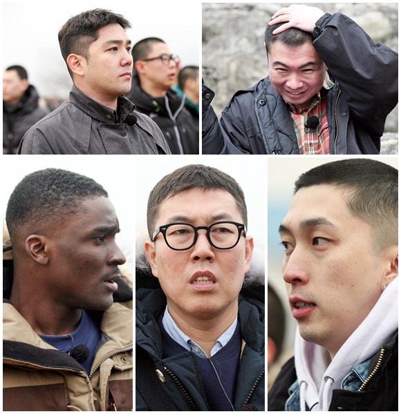 진짜 사나이 2기 출연하는 슈퍼주니어 강인 배우 임원희 가수 슬리피 개그맨 김영철 방송인 샘 오취리(왼쪽 상단부터 시계방향으로). 진짜 사나이 2기 멤버들이 입대 규정에 맞게 머리를 짧게 잘랐다. /MBC 제공