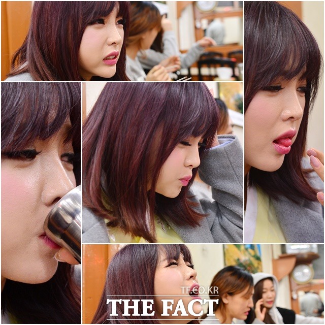 매워 죽겠는데 셔터를 누르는 야속한 기자여  홍진영이 매운 고추를 먹고 괴로워하는 표정이 카메라에 담겼다. /남윤호 기자