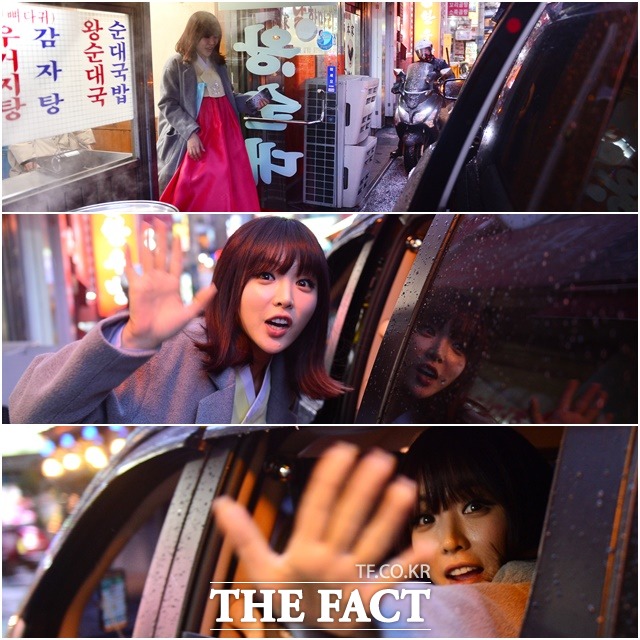 배부르게 먹었으니 행사 뛰고 올게요  홍진영이 늦은 첫 끼를 때우고 경주에 있는 대학교 행사장으로 이동했다. /남윤호 기자