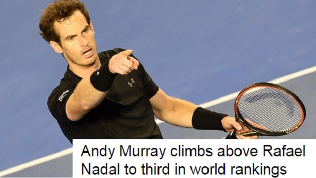 머레이 나달 제쳤다 앤디 머레이가 세계 랭킹 3위에 올랐다. / BBC 홈페이지 캡처