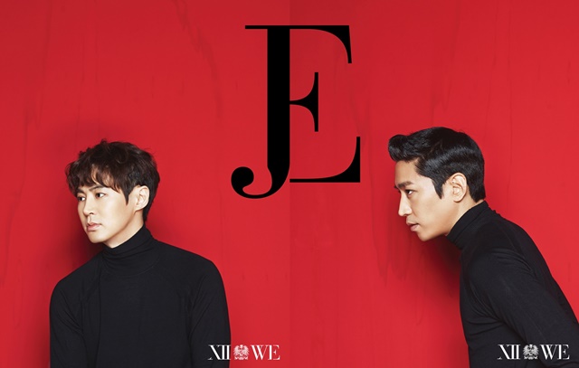 신화는 17년간 멤버 교체 없이 활동을 계속 해왔다.  신화 전진(왼쪽)과 에릭이 계속 신화를 쓰겠다고 다짐했다. /신컴 엔터테인먼트 제공