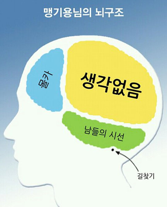 맹기용 어떤 생각하고 사나? 맹기용은 2011년 6월 SNS에 맹기용님의 뇌구조라는 글이 적힌 사진 한 장을 공개했다./ 맹기용 페이스북