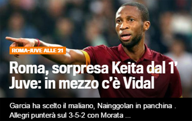 AS로마 유벤투스 맞대결. AS로마 유벤투스 빅매치가 펼쳐진다. /가제타 델로 스포르트 캡처