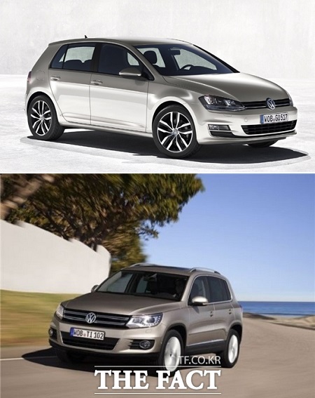 골프 2.0 TDI, 2월 수입차 판매순위 1위 폭스바겐의 해치백 모델인 골프 2.0 TDI(위쪽)와 소형 스포츠유틸리티차량(SUV) 티구안 2.0 TDI 블루모션이 지난달 국내 수입차 판매 순위에서 나란히 1, 2위에 올랐다.