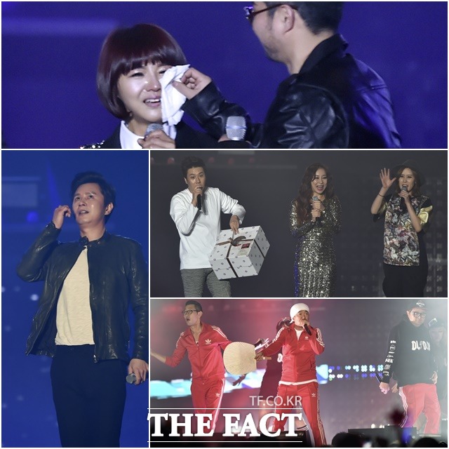 빅쑈로 1990년대 음악 파티! 지난달 21일 열린 빅쑈에서 영턱스클럽 룰라 DJ DOC 김민종(위에서부터 시계방향으로)이 무대에 섰다. /최진석 기자